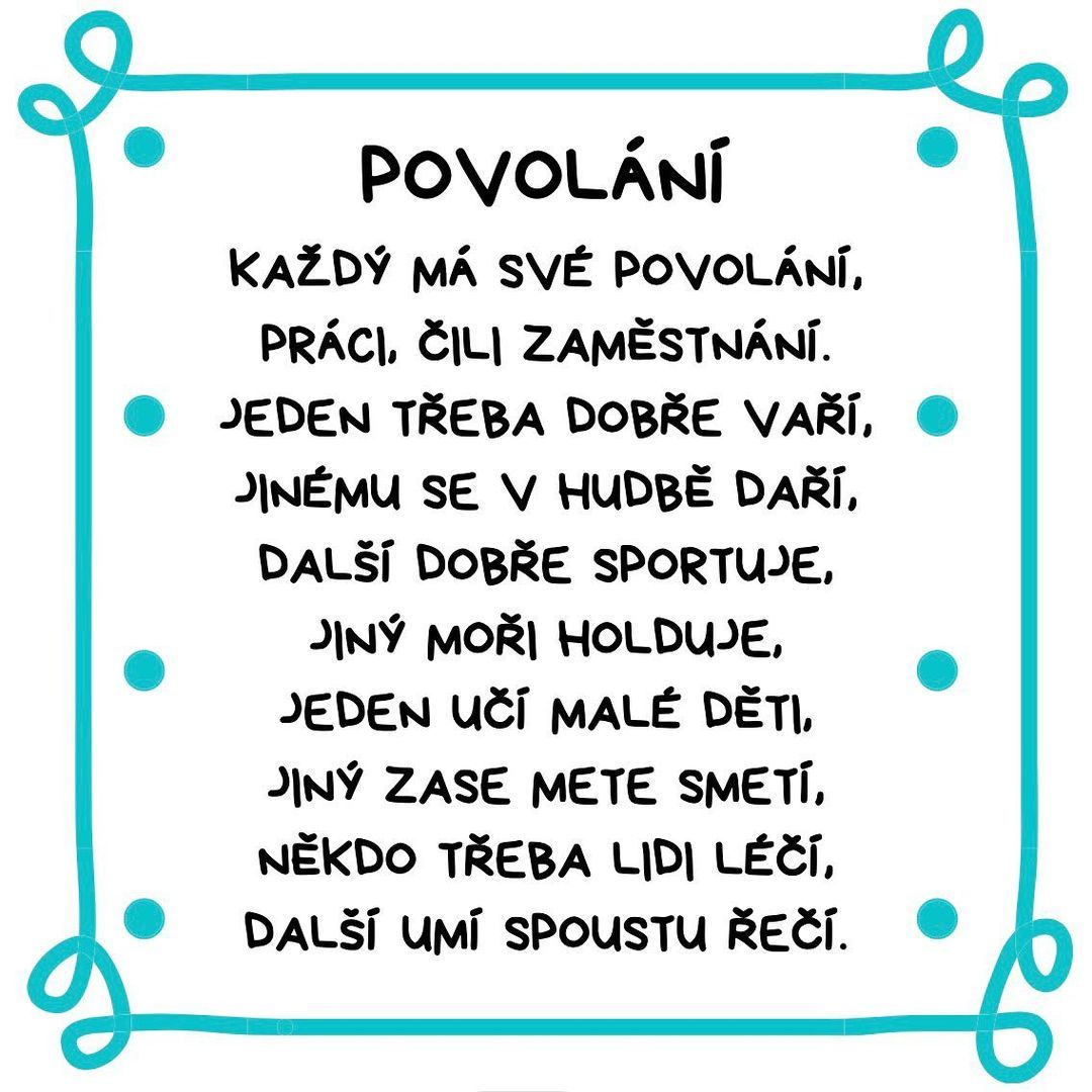 KAŽDÝ MÁ SVÉ POVOLÁNÍ, PRÁCI, ČILI ZAMĚSTNÁNÍ......... | MŠ Náchod,  Vančurova